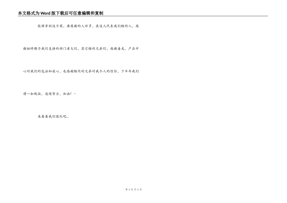 企业优秀团队获奖感言_第2页