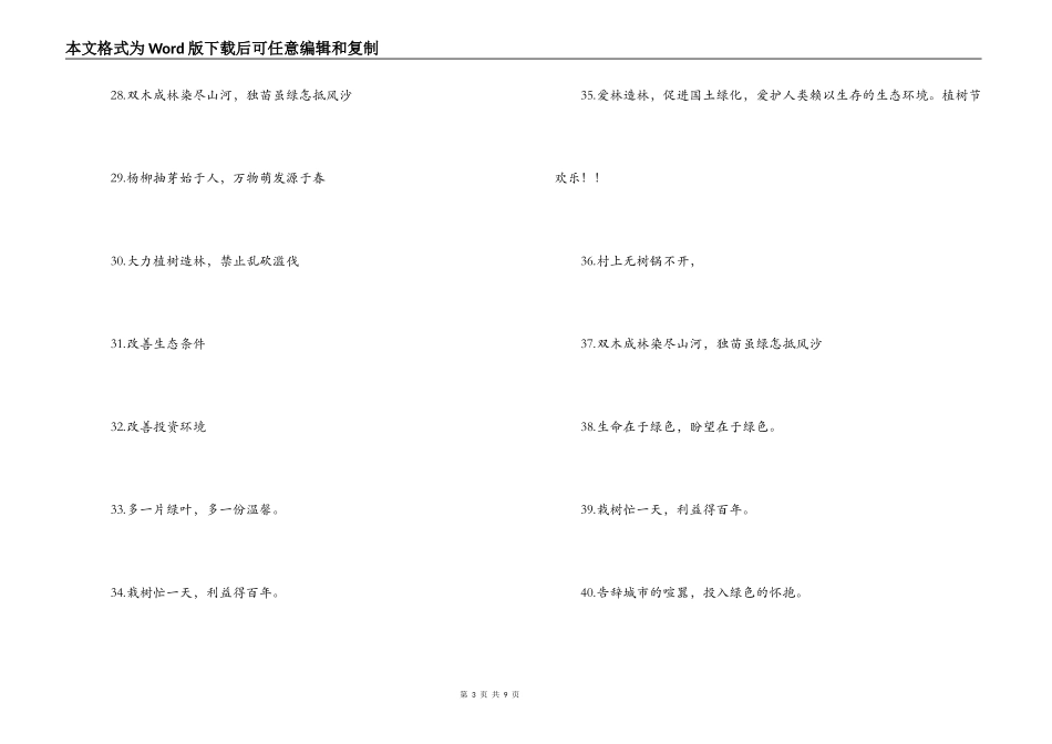 2022年植树节标语口号_1_第3页