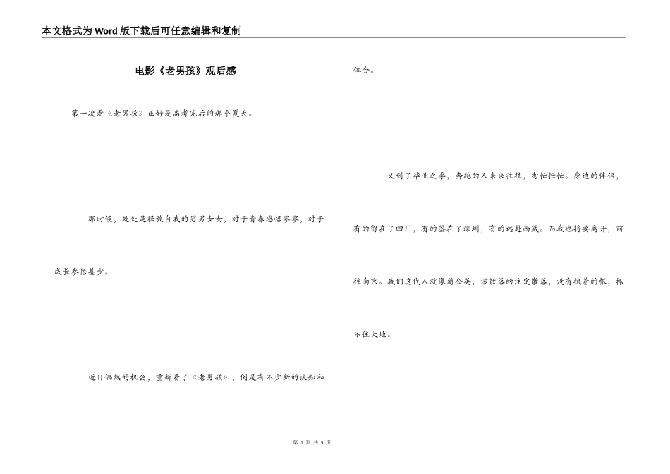 电影《老男孩》观后感_第1页