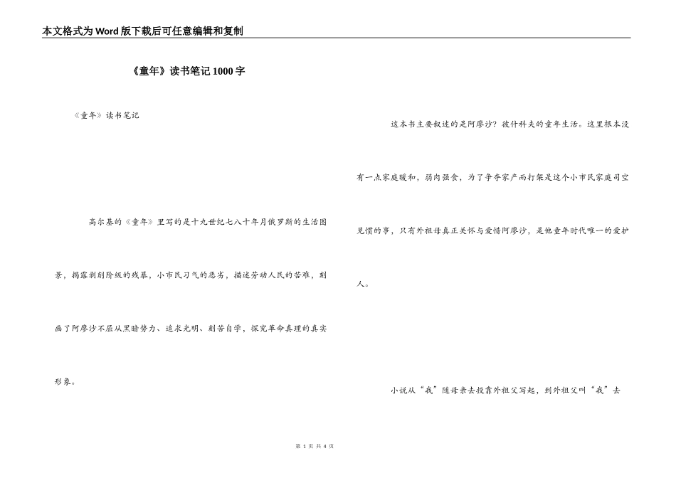《童年》读书笔记1000字_第1页