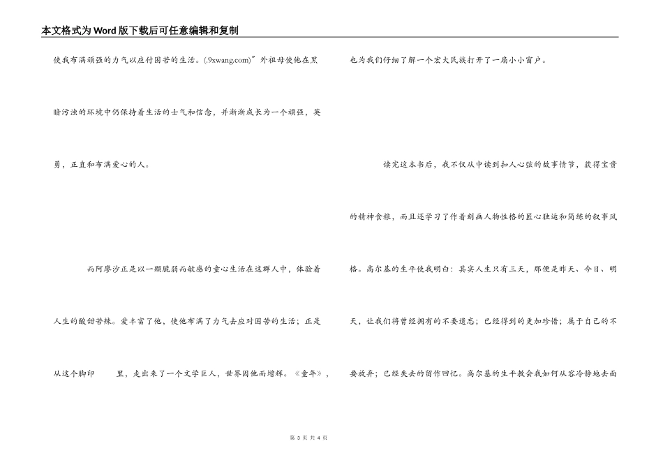 《童年》读书笔记1000字_第3页