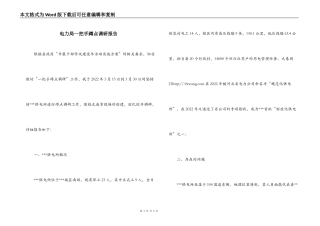 电力局一把手蹲点调研报告