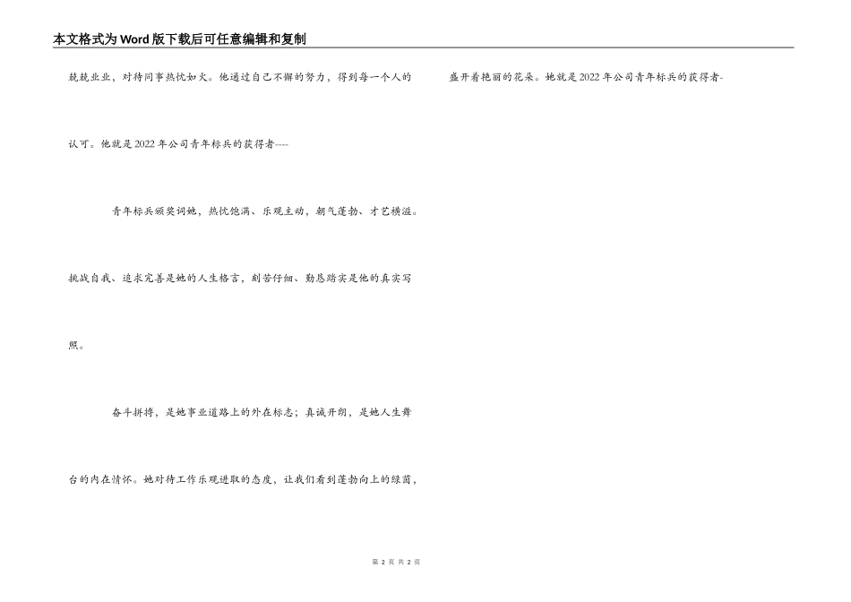 公司青年标兵颁奖词_第2页