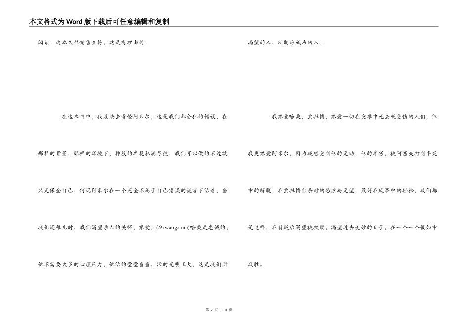 读后感《追风筝的人》600字_第2页