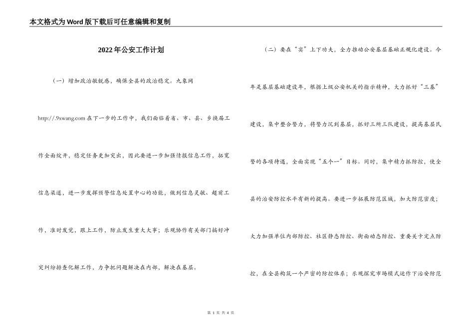 2022年公安工作计划_第1页