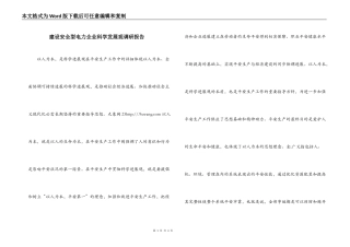 建设安全型电力企业科学发展观调研报告
