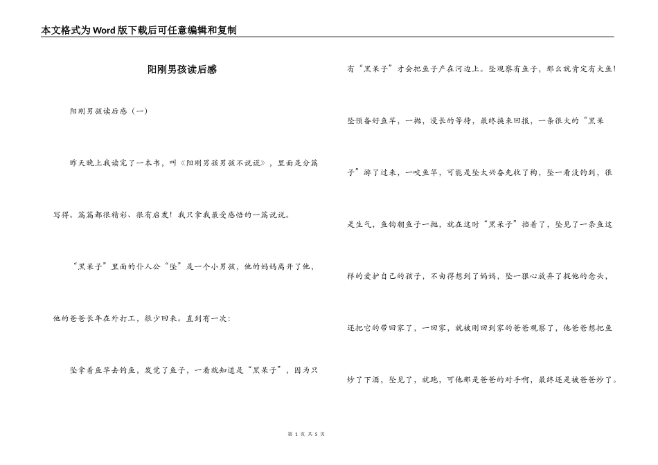 阳刚男孩读后感_第1页