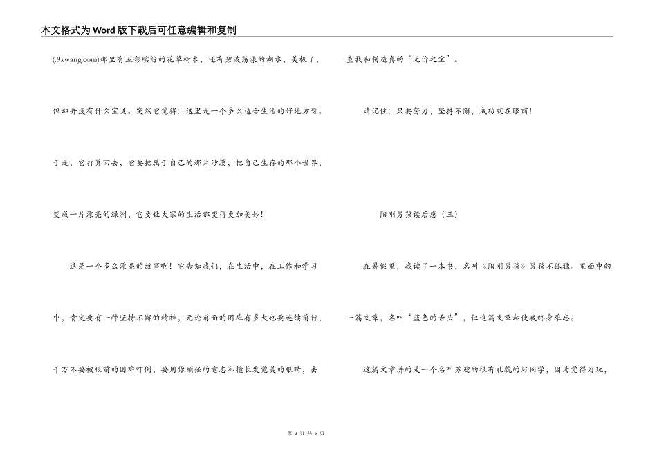 阳刚男孩读后感_第3页