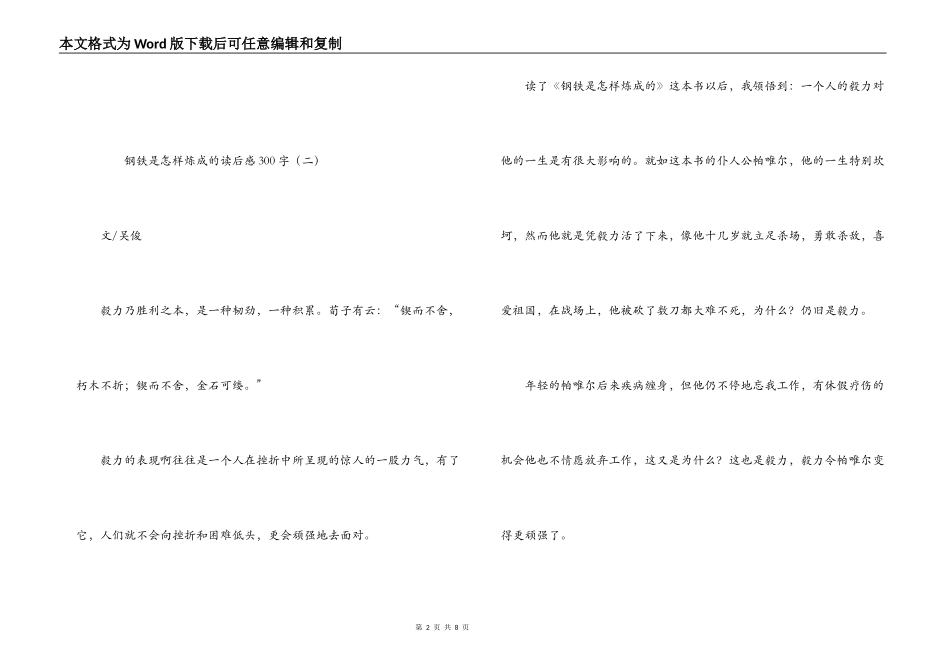 钢铁是怎样炼成的读后感300字_第2页