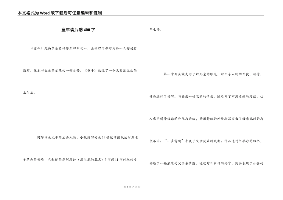 童年读后感400字_第1页