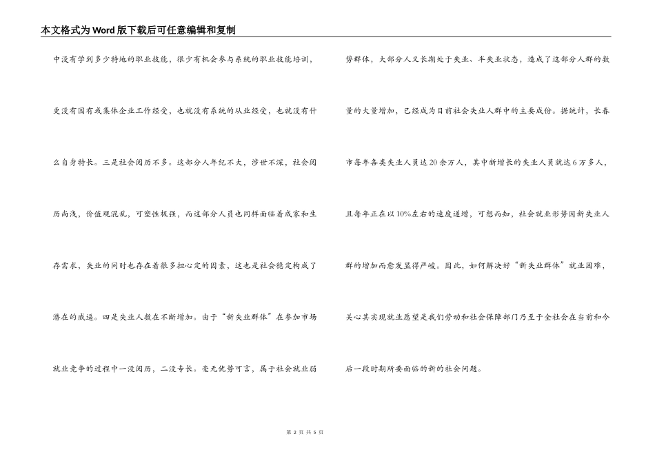 新失业群体就业形势及对策_第2页