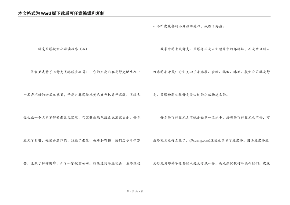 舒克贝塔航空公司读后感_第3页