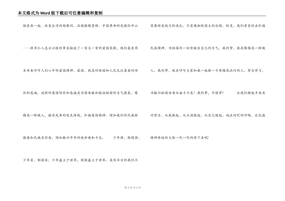 中学生我的梦中国梦想演讲稿_第2页