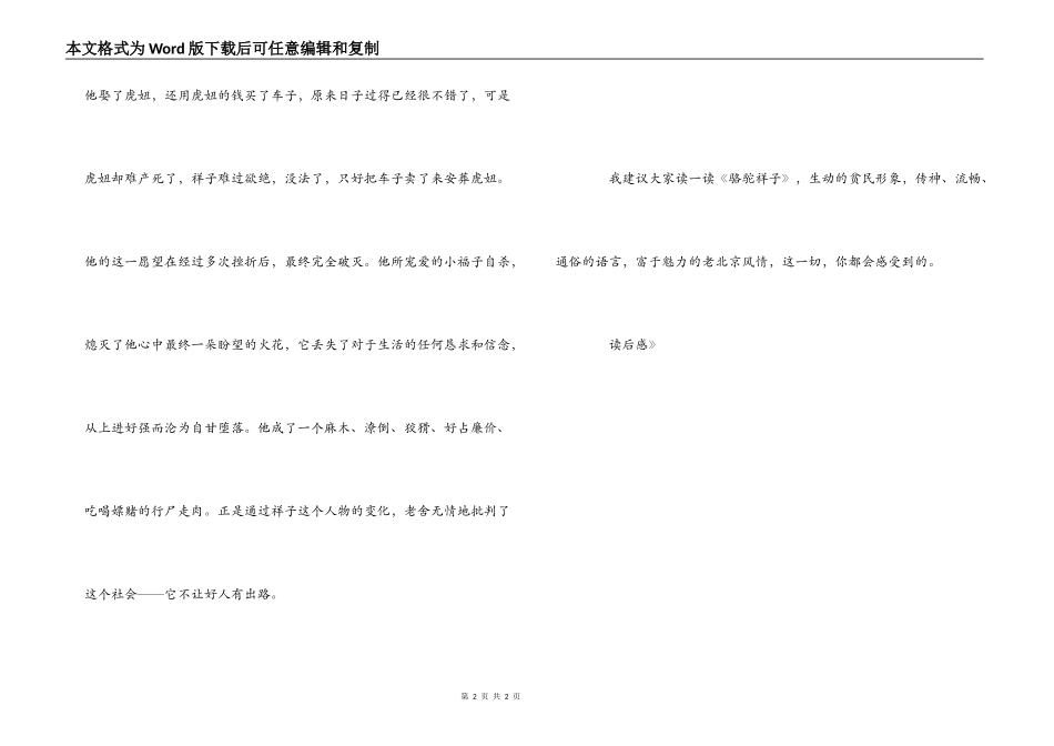 《骆驼祥子》读后感_第2页