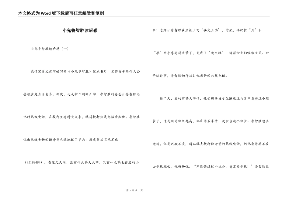 小鬼鲁智胜读后感_第1页