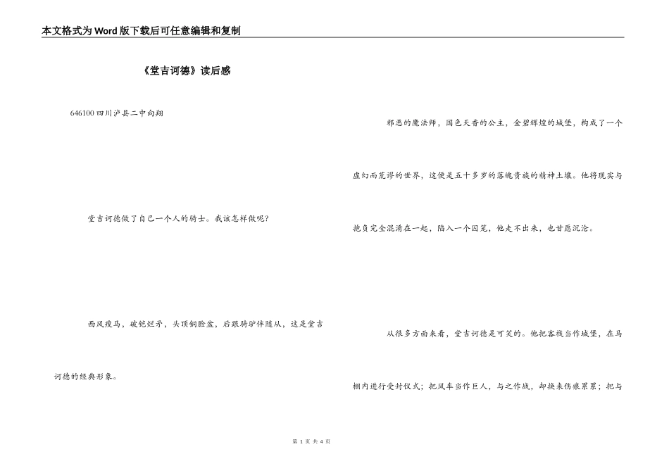 《堂吉诃德》读后感_第1页