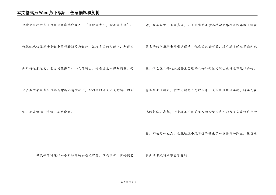 《堂吉诃德》读后感_第2页