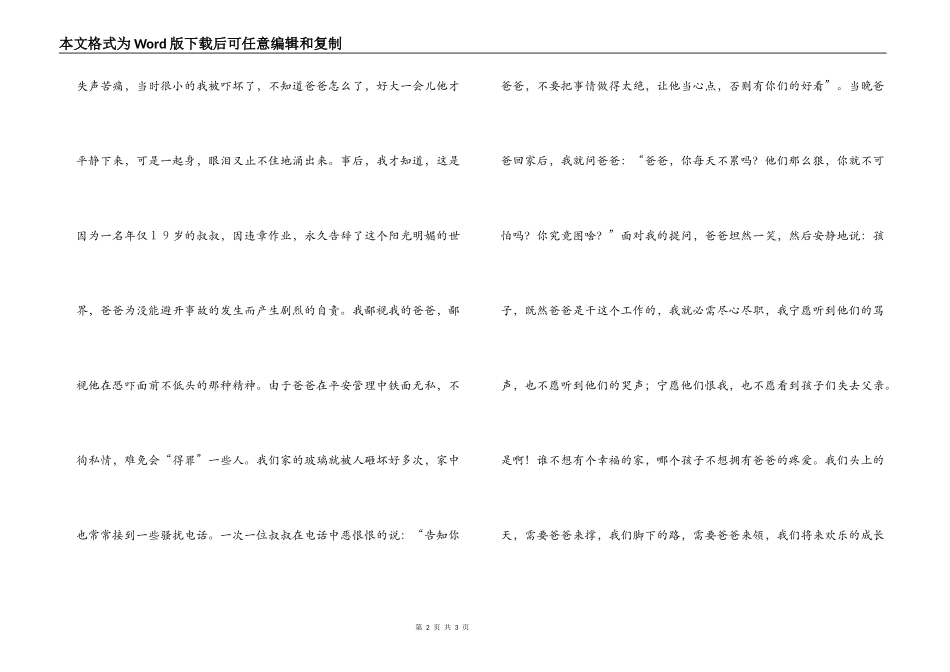 煤矿安全演讲词-安全爸爸_第2页