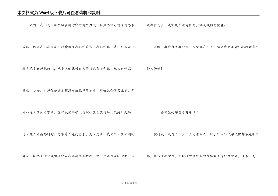 麦田里的守望者有感_第2页