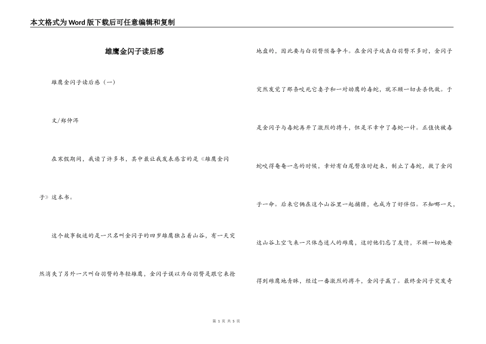 雄鹰金闪子读后感_第1页