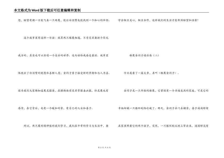 雄鹰金闪子读后感_第2页