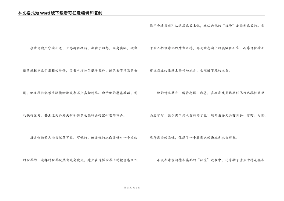 《唐吉诃德》的读后感_第2页