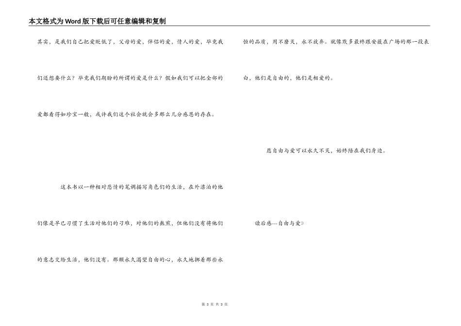 《西班牙的陌生人》读后感---自由与爱_第3页