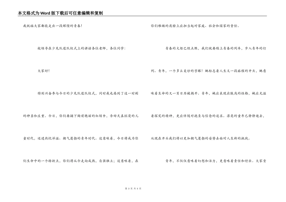 校领导在少先队退队仪式上的讲话_第3页
