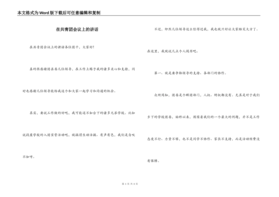 在共青团会议上的讲话_第1页