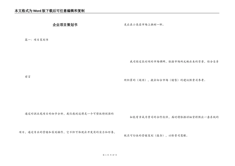 企业项目策划书_第1页