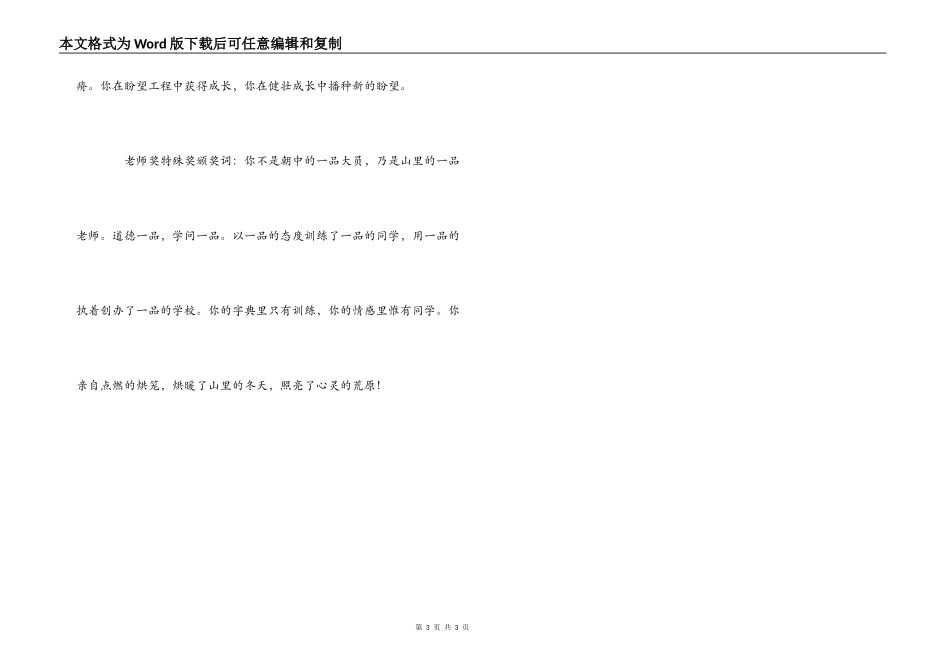 教师奖特别奖颁奖词_第3页