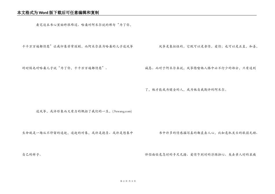 《追风筝的人》读后感600字_第2页