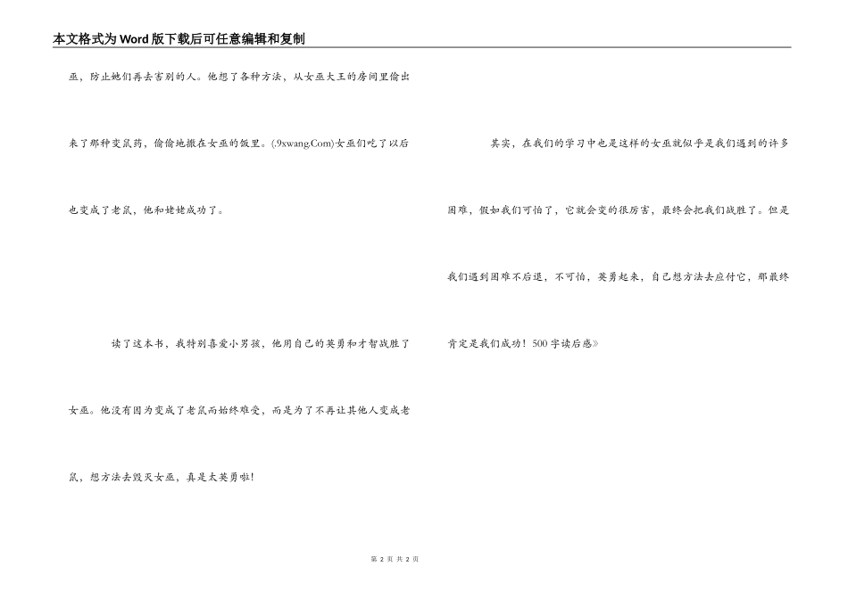 《女巫》500字读后感_第2页