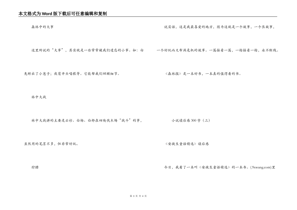 小说读后感300字_第3页