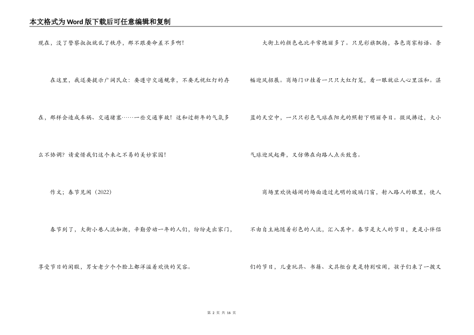 作文；春节见闻（2022）10篇_第2页