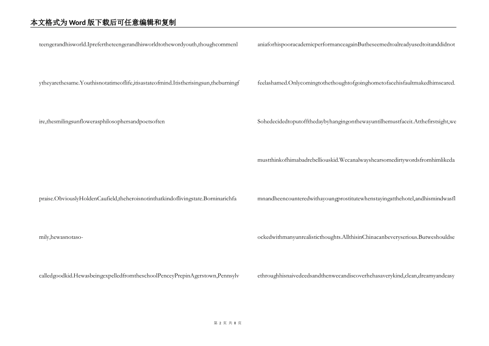 麦田里的守望者英文读后感_第2页