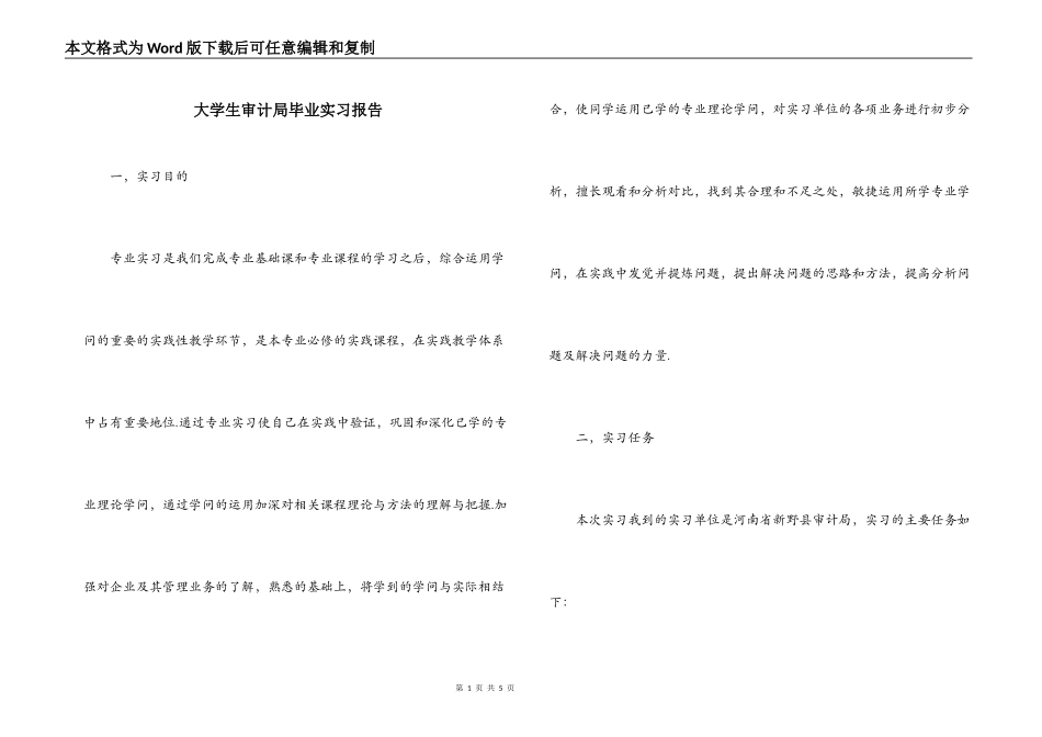 大学生审计局毕业实习报告_第1页
