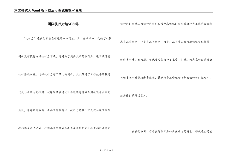 团队执行力培训心得_第1页