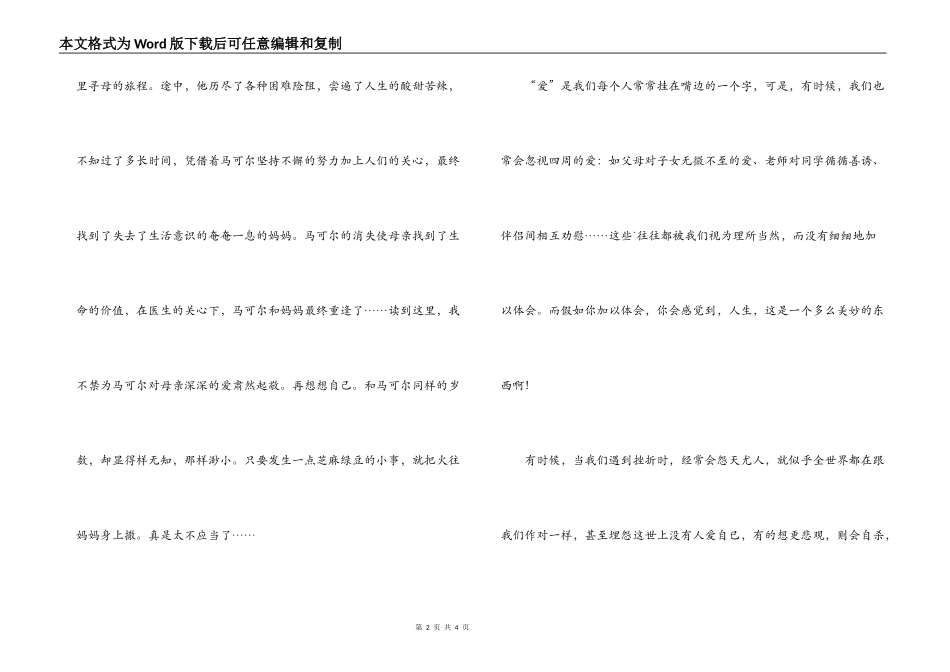 中考作文-《爱的教育》读后感——爱的人生_第2页