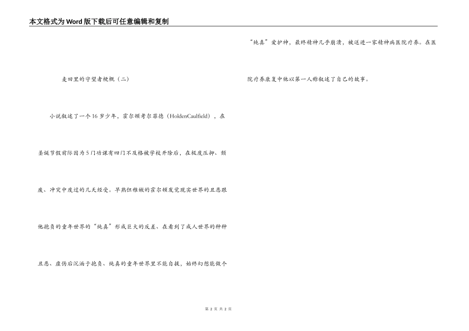 麦田里的守望者梗概_第2页