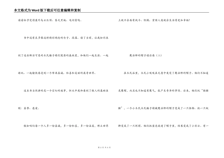 魔法师的帽子读后感_第2页