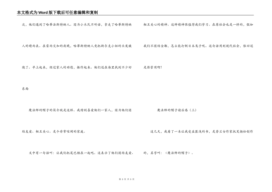 魔法师的帽子读后感_第3页