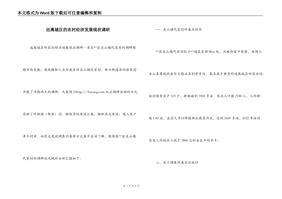 远离城区的农村经济发展现状调研_第1页