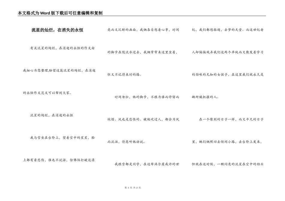 流星的灿烂，在消失的永恒_第1页