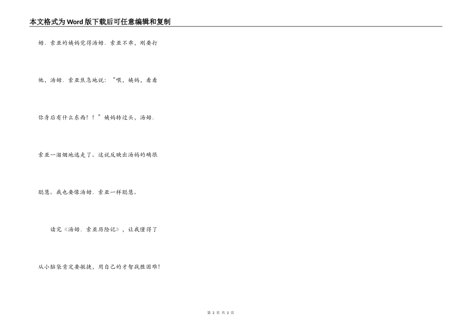读《汤姆．索亚历险记》有感_第2页