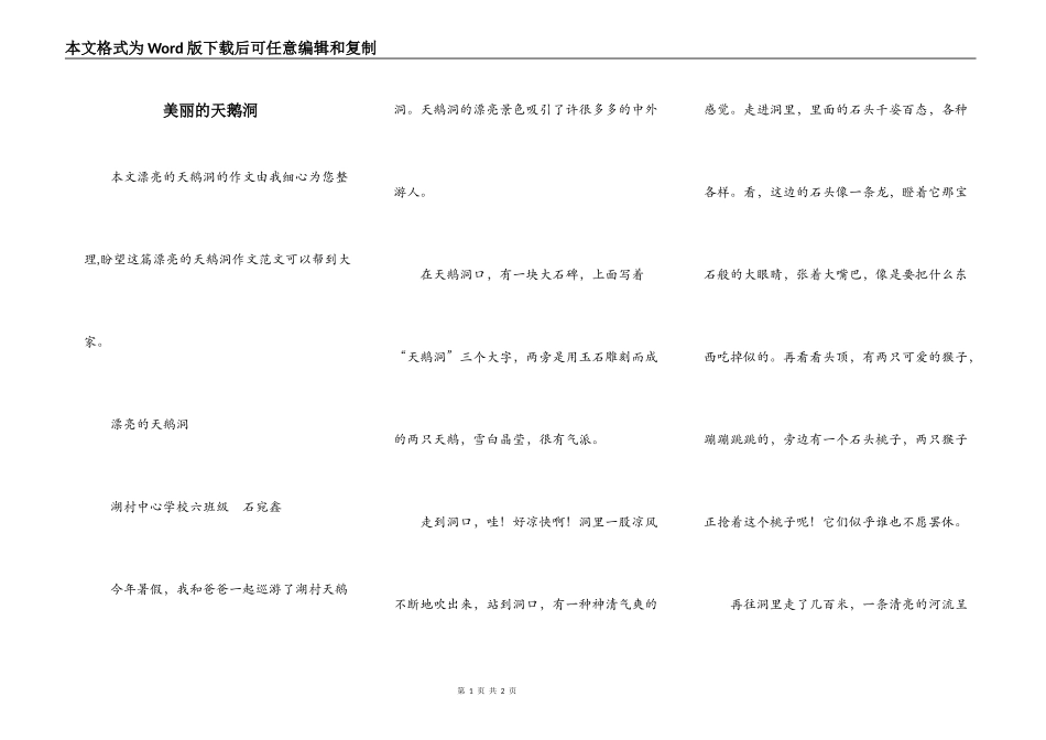 美丽的天鹅洞_第1页