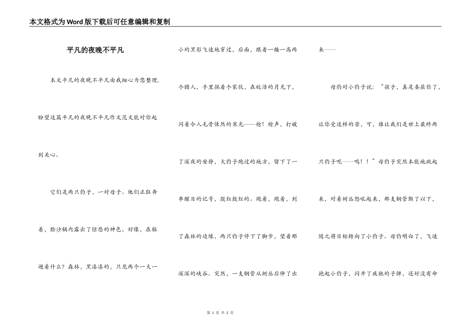 平凡的夜晚不平凡_第1页