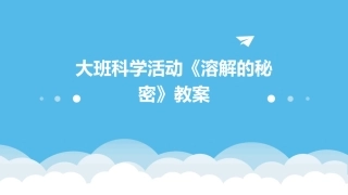 大班科学活动《溶解的秘密》教案