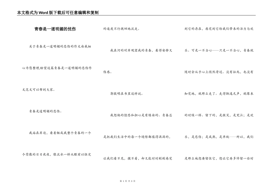 青春是一道明媚的忧伤_第1页