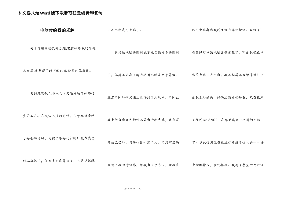 电脑带给我的乐趣_第1页